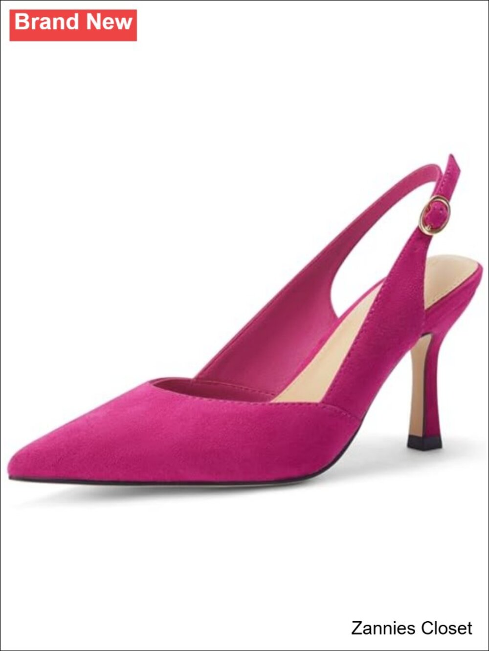 ✨ Rilista Women's Slingback Kitten Heels Closed Pointed Toe Faux Leather Dress